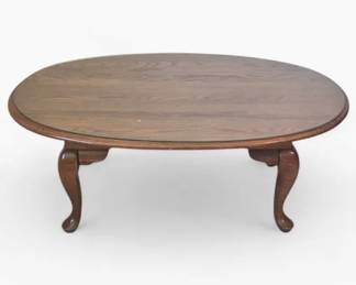 Solid Wood Queen Anne Style Coffee Table With Glass Top