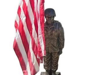 Decorative Military Soldier Flagholder Statue