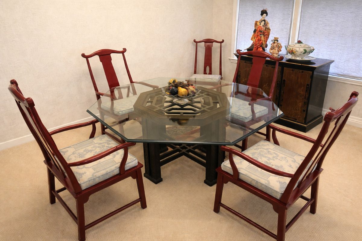 Asian Dining Room set with 6 chairs 
