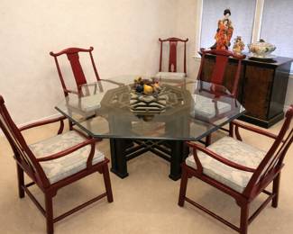 Asian Dining Room set with 6 chairs 
