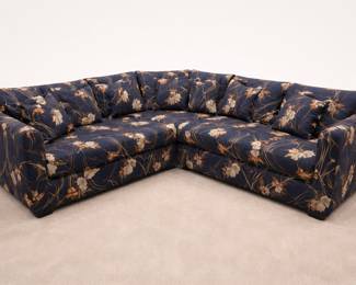Vintage Navy Iris Sectional Couch 
