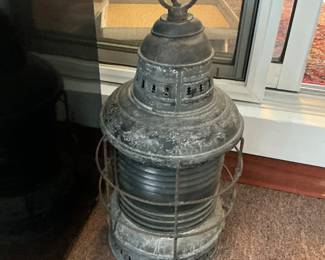 Vintage Perko nautical lamp. 360-degree Fresnel Glass Lens