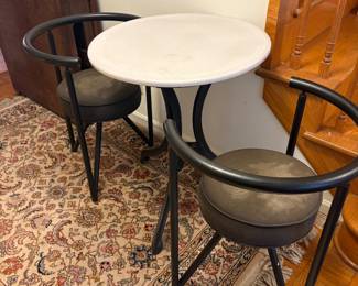 “Miss Doran” chairs 1983 Vitrolite Milkglass Cafe Ice cream Parlor Table