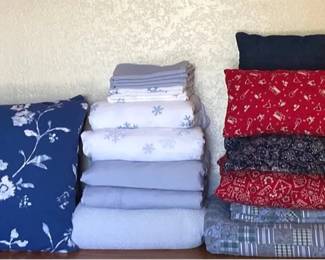 Blue Bedding  Including Hand Stitched Quilt