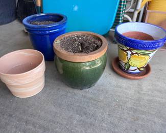 Glazed Pottery W Gardening Tools