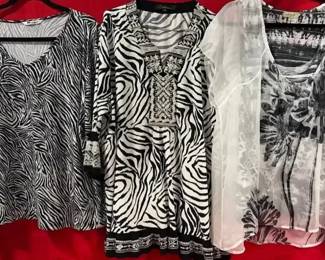 Womens Blouses 3 Black  White