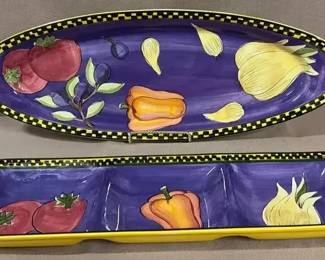 2 Large Gate Ware Veggie Platters By Laurie Gates