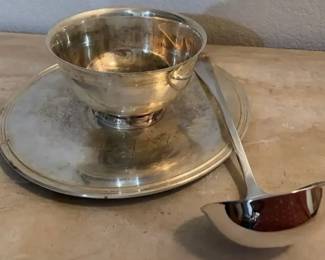 Silver Plated Tray  Bowl  Ladle