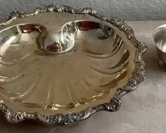 Silverplated Shell serving dish and cup
