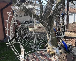 OUTDOOR WROUGHT IRON PEACOCK HANGING CHAIR