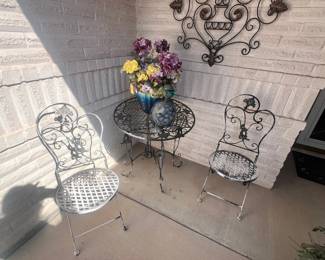 vintage iron bistro set (folding chairs)