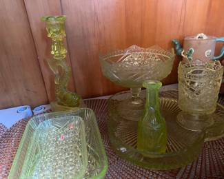 Vaseline/uranium glass..glows a brilliant green under UV light