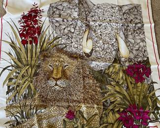 Authentic vintage Salvatore Ferragamo silk scarf (jungle theme)