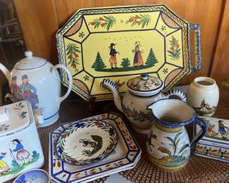 Collection of Quimper pottery..traditional French tin-glazed earthenware