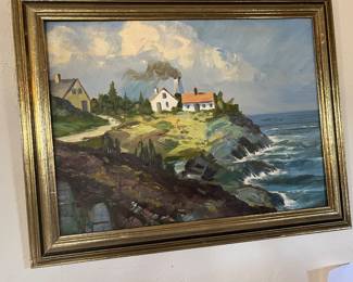 signed oil painting of Maine located at "West Quoddy Head"