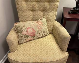Vintage Light Yellow Tufted Rocking Chair