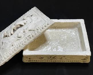 Large Ornate White Ceramic Trinket Box