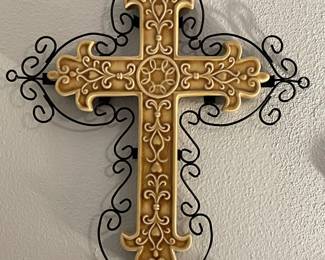 Brown Metal Scroll Cross
