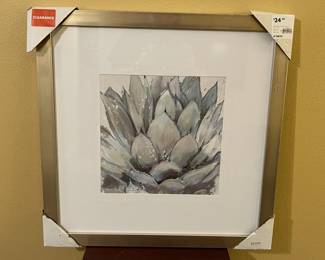 Framed Wall Art Featuring Green Succulent Agave Leaves