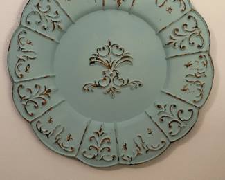 Large Teal Metal Decorative Wall Plaque