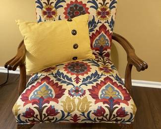 Beautiful Accent Chair Featuring Vibrant Waverly Santa Maria Pattern