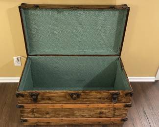 Antique Style Wood Steamer Trunk