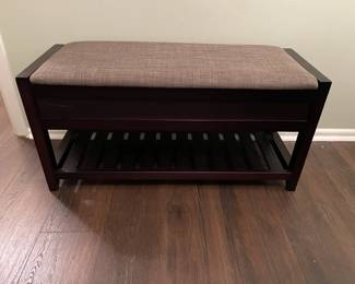 Espresso Seating Bench w/Flip Top Storage & Shoe Storage