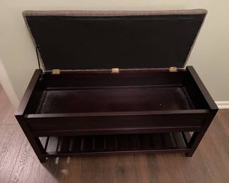 Espresso Seating Bench w/Flip Top Storage & Shoe Storage