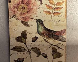 Wall Art Featuring A Flower & Hummingbird