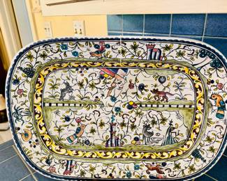 William Sonoma Platter Nazari Hand Painted Folk Art