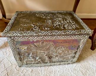 Vintage Embossed Brass Box