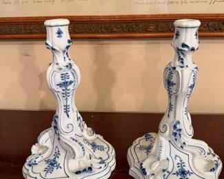 Antique Pair of Meissen Candle Originally Purchased in Germany in World War I Era