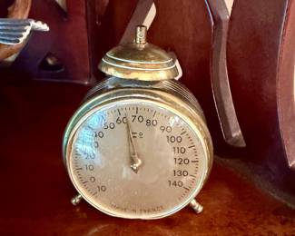 Vintage French Brass Desk Thermometer