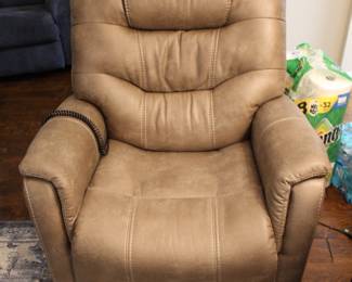 Power lift chair, electric lift recliner, lift assist recliner, power recliner chair, remote control recliner, elderly lift chair, mobility lift chair, medical recliner, senior assist chair, reclining lift chair, lift chair with remote Brown microfiber recliner, suede recliner chair, plush recliner, padded recliner, overstuffed recliner, comfortable lounge chair, living room recliner Lift chair for elderly, handicap lift chair, mobility assistance furniture, disability aid chair, easy stand recliner, assistive seating Like new recliner, barely used furniture, high quality recliner, clean condition furniture Living room furniture, home seating, estate sale furniture, household furnishings