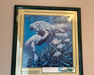Signed, numbered manatee print