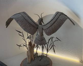 Heron bronze sculpture