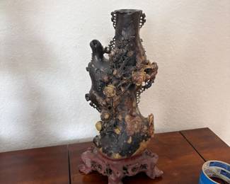 Rare carved soapstone vase