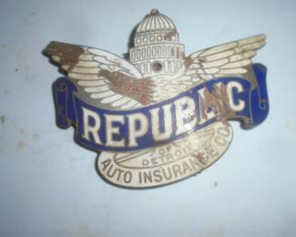 Vintage liscense plate insurance tab 