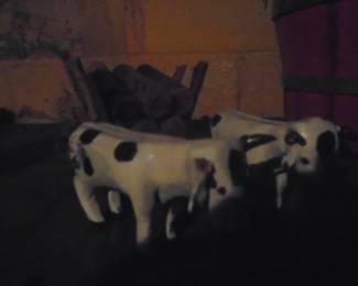 Carved wooden log wagon