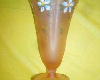 frosted glass vase with flowers