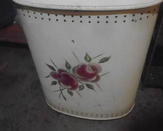 Tole painted metal hamper