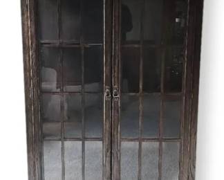 Pulaski Bookcase Curio Cabinet With Glass Front Wood Doors  Side Panels