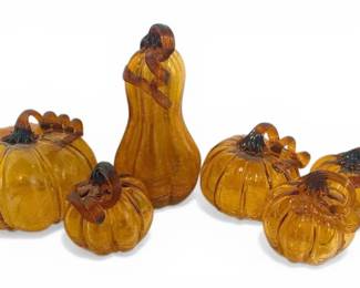 Burnt Orange Blown Glass Gourds
