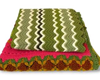 Two Boho Afghan Blankets