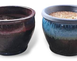 2 Colorful Ceramic Planters