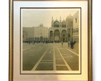 Framed Lithograph Print Titled Piazza San Marco 35.5 x36 