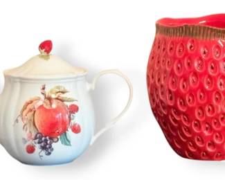 St. James Spring Harvest Teapot  Strawberry Vase