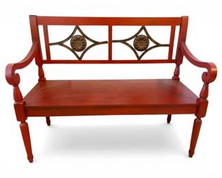 Red Wooden Garden Bench