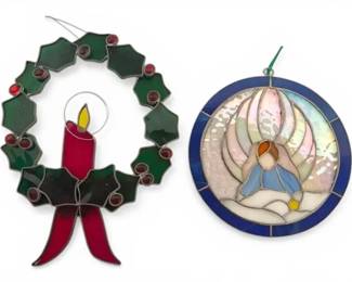 2 Christmas Stained Glass Suncatchers