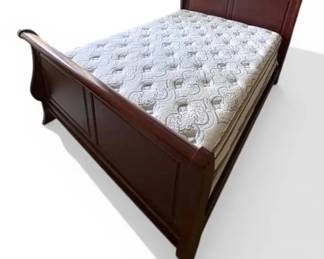 Queen Sized Wooden Sleigh Bed Frame  Mattress Optional